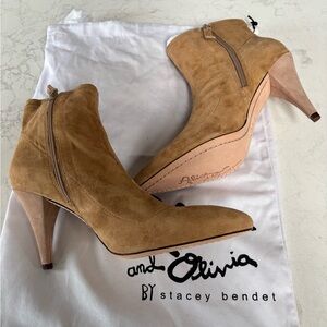 Alice + Olivia Camel Suede Heeled Boots